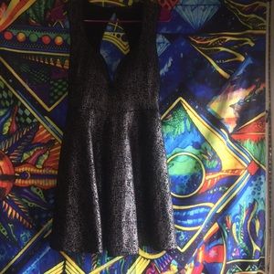 Black & silver metallic cocktail dress